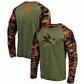 San Jose Sharks Fanatics Branded OliveCamo Recon Long Sleeve Raglan T-Shirt,baseball caps,new era cap wholesale,wholesale hats